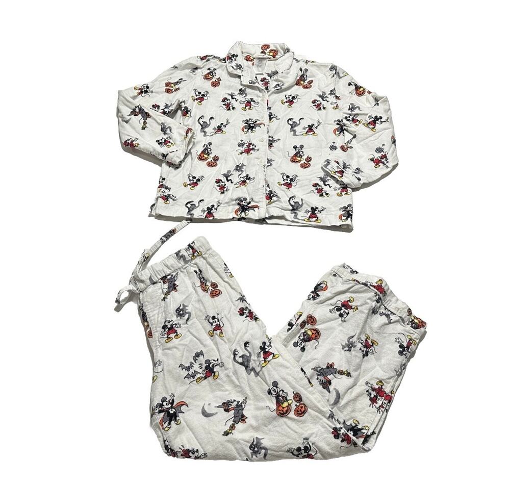 Pottery Barn Teen Unisex Mickey Mouse Halloween Flannel Pajama Set Size Medium